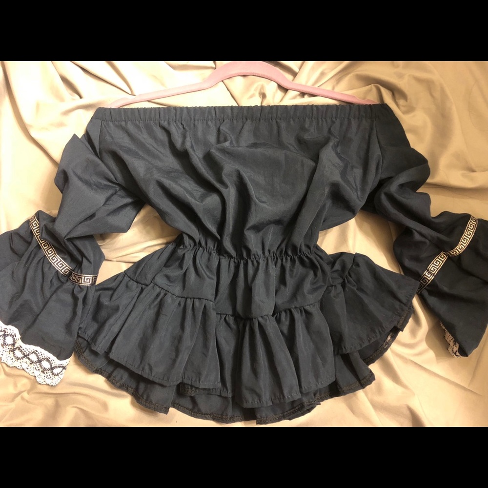 Navy blue off shoulder blouse